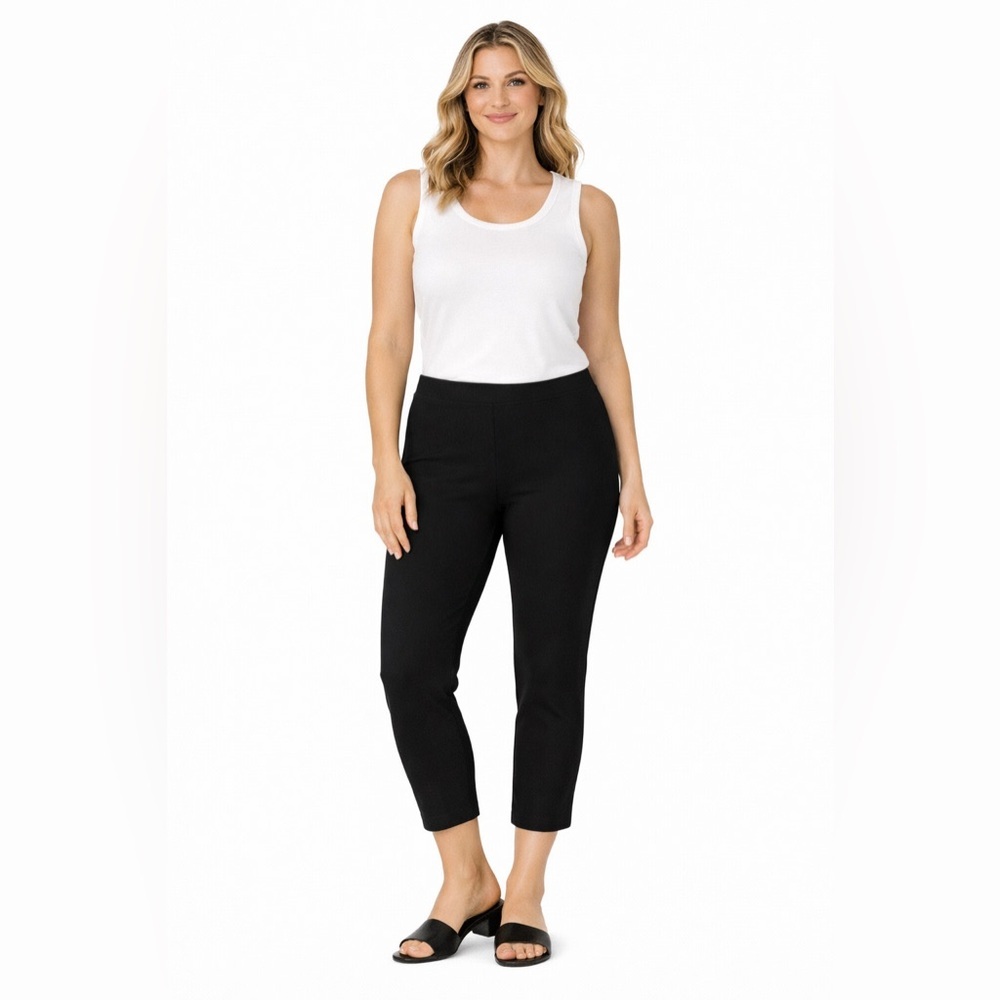 Sympli Made in Canada Stretch Jersey Slim Ankle Pants Black Pull On Size 6